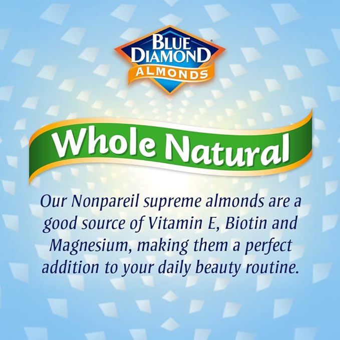 Blue Diamond Almonds Whole Natural Raw Snack Nuts, 25 Oz Resealable Bag (Pack of 2)
