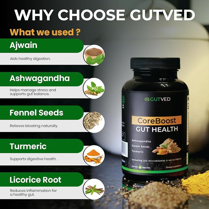 Bloating & Gas Relief Probiotic for Women & Men | 9-in-1 Gut & Digestive Support with Probiotics, Prebiotic Inulin, Turmeric, Ginger & Fennel | Daily Plant-Based Capsules, 60 Count