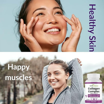 Multi Collagen Peptides Types I, II, III, V & X – Hydrolyzed Bovine Collagen Capsules -Supports Skin, Hair & Nail Wellness – Collagen Supplement for Women & Men