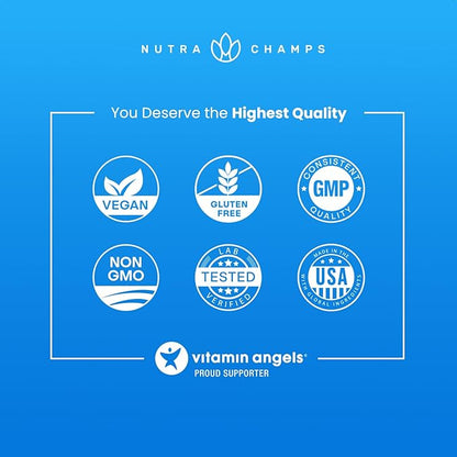 NutraChamps Magnesium Zinc & Vitamin D3 Supplement - Most Bioavailable Forms; Magnesium Glycinate, Malate, Citrate - Bone, Muscle & Heart Health, Immune Support - 120 Vegan Capsules