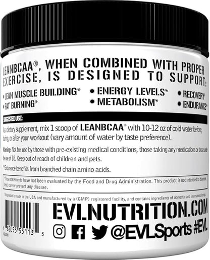 Evlution Stimulant Free Lean BCAA Powder Nutrition BCAAs Amino Acids Powder with CLA Carnitine and 2:1:1 Branched Chain Amino Acids Supports Muscle Recovery Fat Burn and Metabolism - Blue Raz