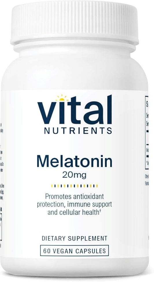 Vital Nutrients Melatonin 20mg - Vegan - Sleep Supplement to Support the Body's Natural Sleep Cycle* - Gluten, Dairy, Soy Free - 60 Capsules