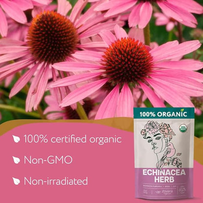 Echinacea Tea Loose Leaf (4 oz.) - Organic Echinacea Herb - Equinacea Organica - Great for Seasonal Changes - Supports Faster Recovery