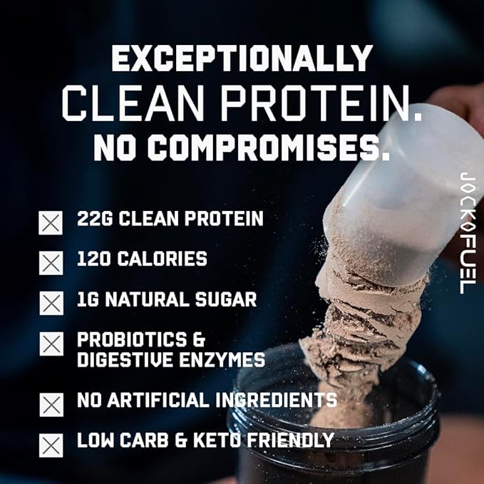 Jocko Fuel Whey Protein Powder, Mint Chocolate, 22g Protein, Digestive Enzymes + Probiotic Blend, No Sugar Added, with Essential Amino Acids + Electrolyte Minerals, 26 Servings