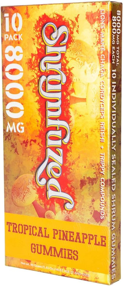 Shrumfuzed Shrumfuzed - Proprietary Nootropic Gummy 8000mg - Lion's Mane, Reishi, Chaga, and Cordycep Nootropic Mushroom Blend (10, Tropical Pineapple)