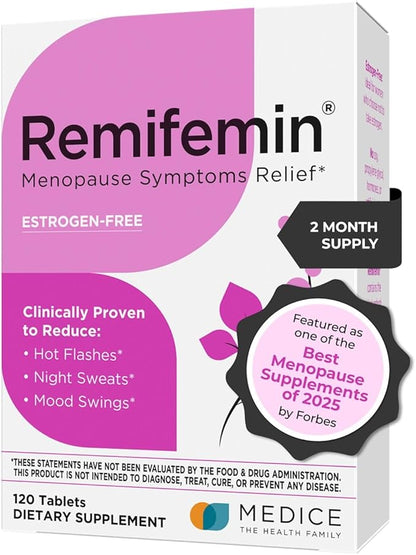 Remifemin Menopause Symptoms Relief - Clinically Proven Ingredients - Menopause Supplements - Black Cohosh - Estrogen-Free - Made in Germany - 120 Tablets