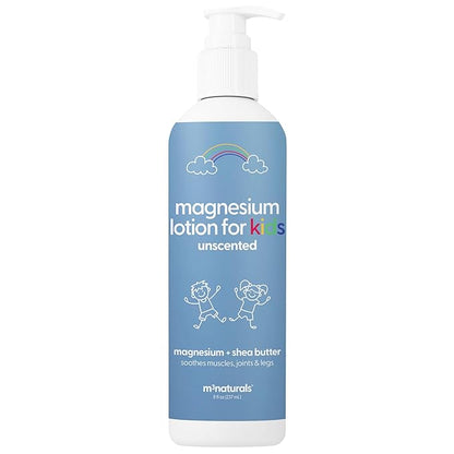 Magnesium Lotion for Kids & Babies with Sensitive Skin | Unscented Formula Soothes Tired Legs, Supports Restful Night’s Sleep, Moisturizes & Hydrates Skin, 8 fl oz (237 mL) by M3