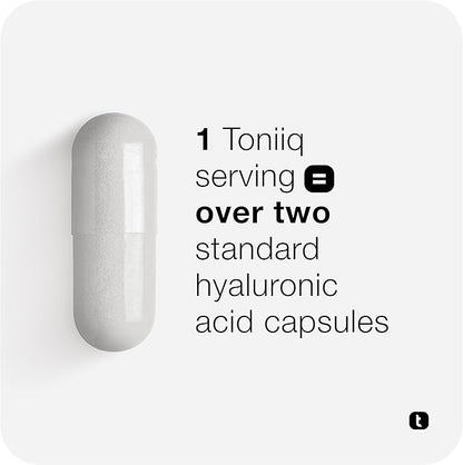 Toniiq Hyaluronic Acid Supplements – Lab Tested 95% Ultra High Purity – Fermented and Bioavailable with Vitamin C – Third Party Lab Tested – 180 Capsules