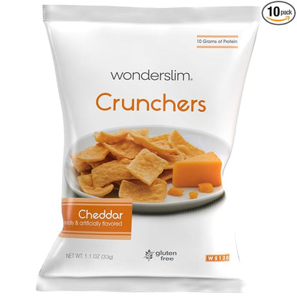 WonderSlim Protein Snack Chips, Cheddar, Low Fat & Gluten Free (10ct)