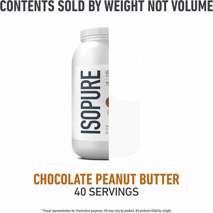 Isopure Low Carb 100% Pure Whey Isolate Protein Powder, Gluten Free, With Vitamins, Chocolate Peanut Butter, 25g Protein Per Serving, 3 Lbs, 40 Servings (Packaging May Vary)