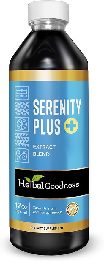 Herbal Goodness Serenity Liquid Extract – Chamomile, Lemon Balm, Valerian Root & Guava Leaf | Natural Calm Sleep Aid for Adults | Relaxing Botanical Blend for Calm, Rest & Wind-Down Support | 12 fl oz