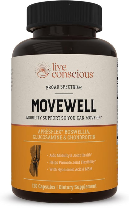 Live Conscious Glucosamine Chondroitin with MSM, Hyaluronic Acid, and More - MoveWell Joint Health Supplement