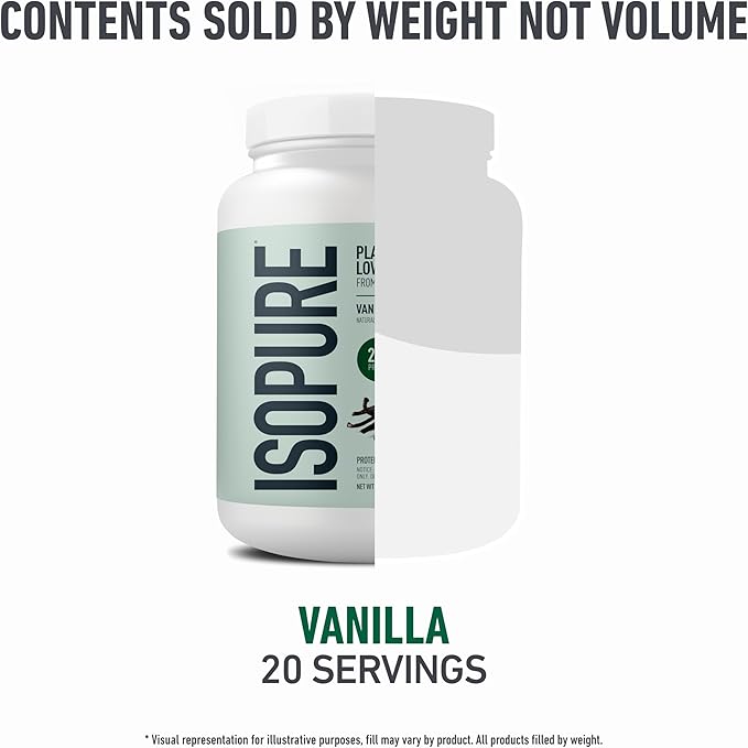 Isopure Plant-Based Protein Powder, Lactose Free, Gluten Free, With Iron, Vanilla, 20g Plant Protein Per Serving, 1.23 Lbs, 20 Servings