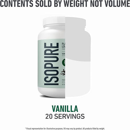 Isopure Plant-Based Protein Powder, Lactose Free, Gluten Free, With Iron, Vanilla, 20g Plant Protein Per Serving, 1.23 Lbs, 20 Servings