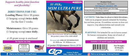SU-PER MSM Ultra Pure Horse Joint Supplement - Helps Maintain Joint Mobility and Flexibility - 10 Pound, 15 Month Supply