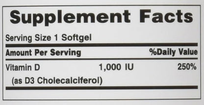 Nature's Bounty Vitamin D3 1000 IU Softgels,Immune Support,Promotes Healthy Bones,1 Softgel per Day,Gluten Free,350 Count (Pack of 2)