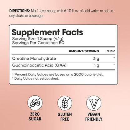 Fit & Lean Creatine for Women, My Lean Creatine Powder Complex with GAA, Muscle Performance, Cognitive Function and Less Bloating, Reduced Water Retention, Unflavored, 50 Servings