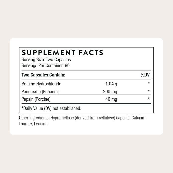 THORNE - Multi Enzyme (Formerly B.P.P.) - Betaine, Pepsin, Pancreatin - Comprehensive Blend of Digestive Enzymes to Support Normal Digestion* - Dairy-Free - 180 Capsules - 90 Servings