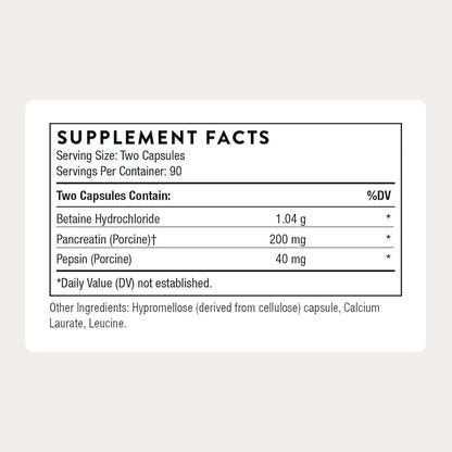 THORNE - Multi Enzyme (Formerly B.P.P.) - Betaine, Pepsin, Pancreatin - Comprehensive Blend of Digestive Enzymes to Support Normal Digestion* - Dairy-Free - 180 Capsules - 90 Servings