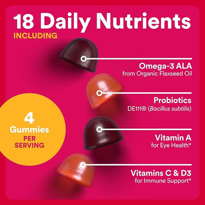 SmartyPants Organic Women's Multivitamin Gummies: Biotin,Probiotics,Methylfolate,Omega 3 (ALA),Vitamin D3,C,Vitamin B12,B6,A,K & Zinc,Inositol,Gluten Free,(30 Day Supply),120 Count (Pack of 2)