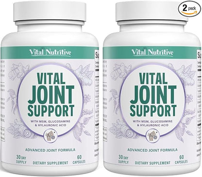 VITAL NUTRITIVE Joint Support Supplement for Men and Women – Glucosamine, MSM, Hyaluronic Acid, and Turmeric – Supports Joint Health – 60 Days Supply