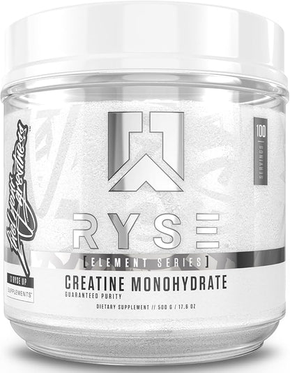 RYSE Creatine Monohydrate Powder - Unflavored - Supports Men & Women Lean Muscle Growth, Strength, Power, and Endurance - Helps Reduce Fatigue and Improve Workout Recovery - 100 Servings.