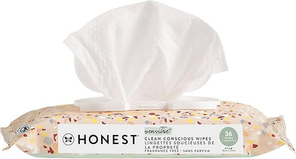 The Honest Company Hypoallergenic Multi-Use Baby Wipes for Sensitive Baby Skin, Terrazzo, 36 Count