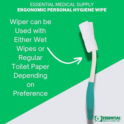 Essential Medical Supply Ergonomic Personal Hygiene Comfort Wipe Tool for Toilet Paper and Wet Wipes - 15in Long Reach Comfort Toilet Aid for Disabled and Elderly, Butt Wiper for Handicap Individuals