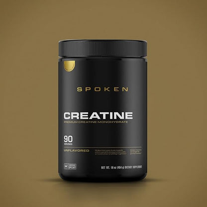 Spoken Nutrition Creatine Monohydrate, Build Lean Muscle Mass and Improve Recovery, Unflavored Powder, 90 Servings, Strength & Performance Support