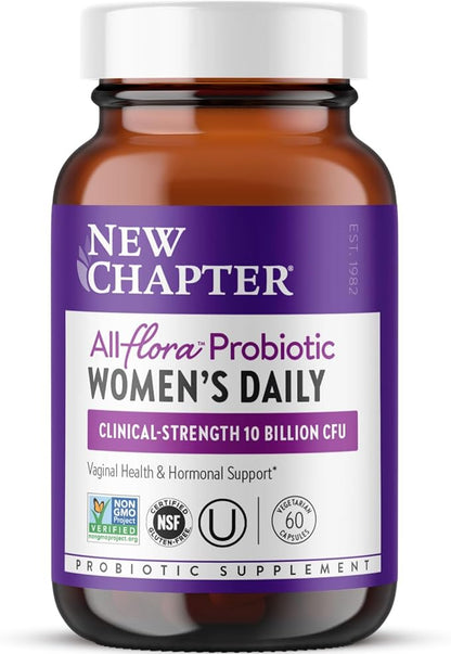 New Chapter Probiotics for Women - 60 ct (2 Month Supply), Women's Daily Probiotic with Prebiotics and Probiotics for Vaginal Health & Chaste Tree for Hormonal Support, 100% Vegetarian, Non-GMO