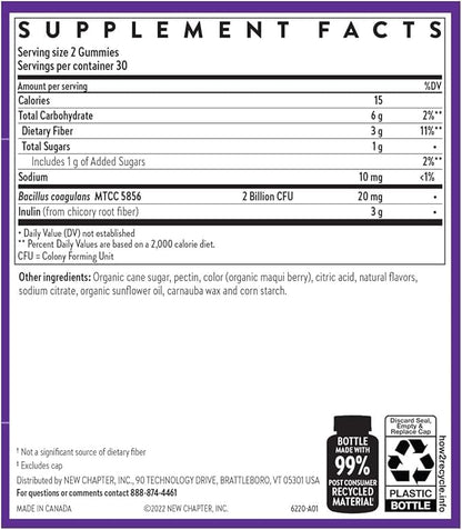New Chapter Probiotic Gummies for Women and Men,All-Flora (1 Month Supply) – 55% Less Sugar+,Formulated for Holistic Gut Health Support with Probiotics+Prebiotic Fiber+100% Vegan+Non-GMO,(Pack of 2)