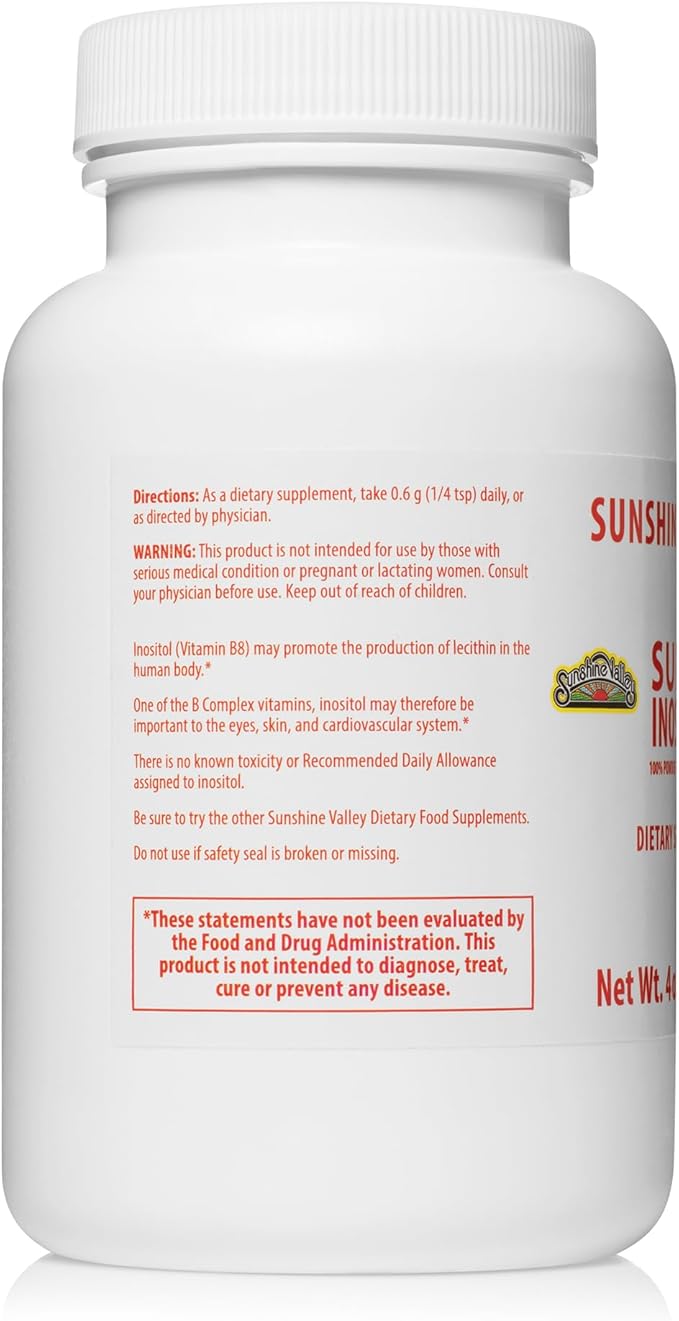 Sunshine Valley® Super Inositol Powder – Dietary Supplement, Wellness & Healthy Lifestyle – Unflavored Powder – 8 oz