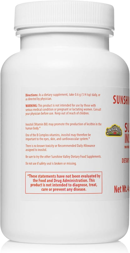 Sunshine Valley® Super Inositol Powder – Dietary Supplement, Wellness & Healthy Lifestyle – Unflavored Powder – 8 oz