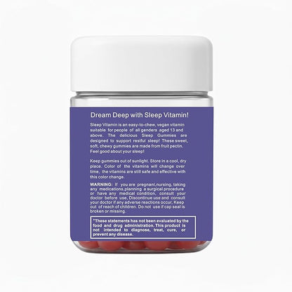 Sleep Gummies Deep Relax 5-HTP Gummies – Melatonin, L-Theanine & Magnesium – Vegan Fruit-Pectin Formula – Gluten & Soy Free – 60 Gummies