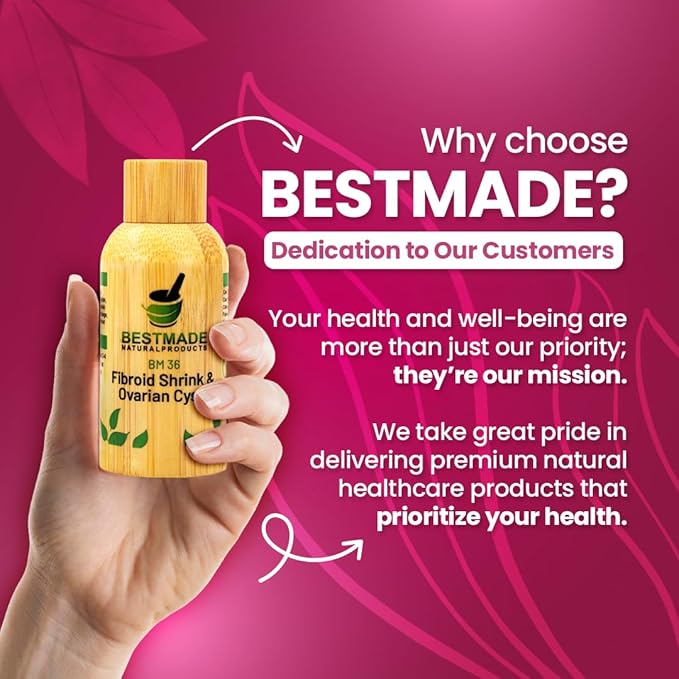 Fibroid Shrink & Ovarian Cysts BM36 - Helps Shrink Fibroids and Ovarian Cysts, Balance Estrogen Levels and Prevent Regrowth, Support for Menstrual Pain and Painful Intercourse, 30 mL Drops | Bestmade