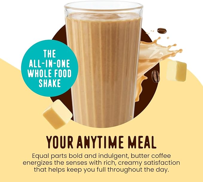 FlavCity All in One Protein Shake Powder, Butter Coffee - 55mg Caffeine + Collagen Peptides, Reishi & Cordyceps - Focus, Skin, Hair & Joint Support - 100% Grass Fed Whey, 20 Servings