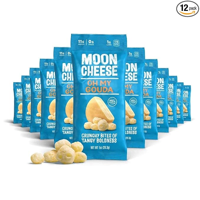 Moon Cheese Oh My Gouda Cheese Bites, 1 Ounce, 12-Pack, Crunchy, Packed With Protein & Calcium, Keto, Gluten Free