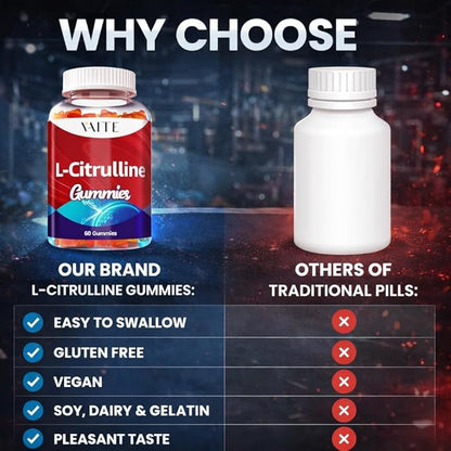 L Citrulline Gummies for Men - Powerful Vasodilator with Calcium, 1600mg per Serving, Extra Strength, Boosts Nitroxyl and Nitric Oxide Production, Supports Energy and Endurance, 60 Chewable Gummy