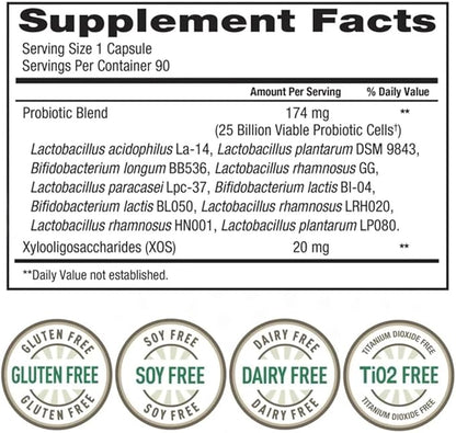 Women's Daily Probiotic, 25 Billion Viable Cells, 90 Vegetarian Capsules, 10 Probiotic Strains, Supports Vaginal, Digestive, Immune Health Sold by TD