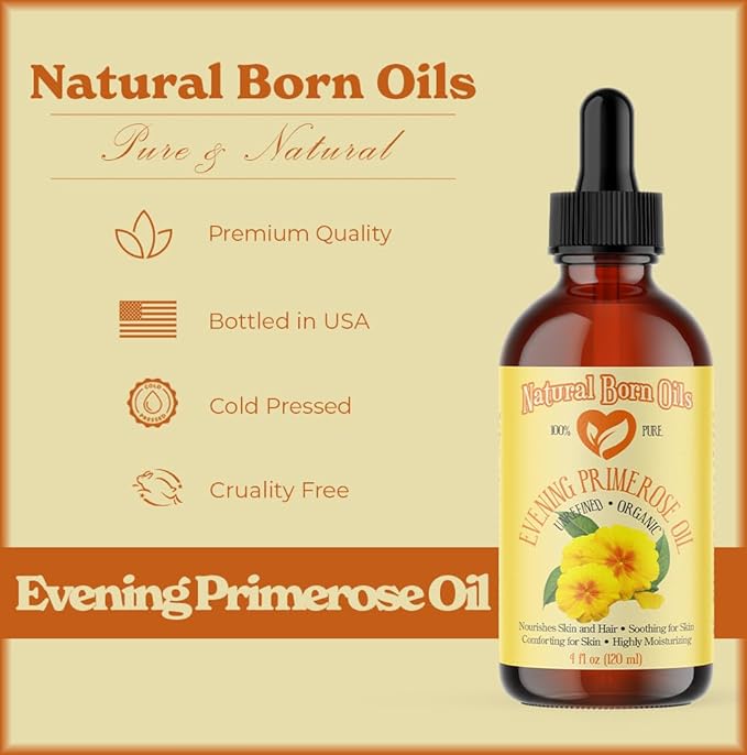 Natural Born Oils Evening Primrose Oil, 1 Gallon, Organic, Cold-Pressed, Vitamins & Minerals, Deep Skin Care, Hair Vitality