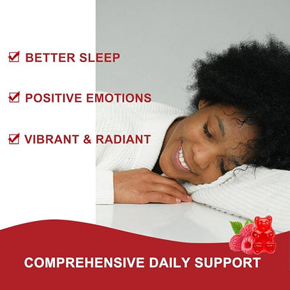 Triple Magnesium Complex 900 mg, Magnesium Glycinate, Citrate, Malate with Potassium, Calcium, Vitamin B6 for Calm & Sleep - Vegan, Non-GMO, Gluten Free - 60 Raspberry Gummies for Adults