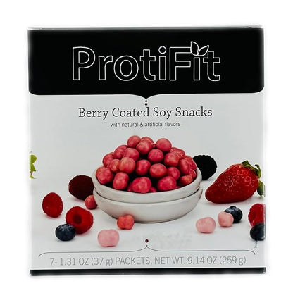 PROTIFIT - High Protein Soy Snack Puffs, 15g Protein, Low Calorie, Low Fat, Low Sugar, Low Carb, Ideal Protein Compatible, 7 Servings Per Box (Berry)