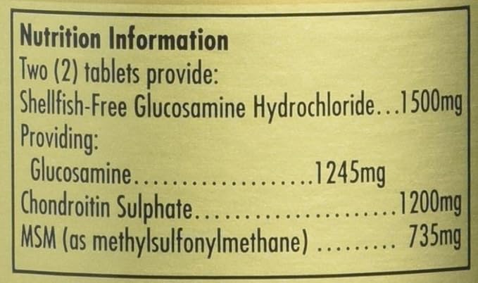 Solgar Triple Strength Glucosamine Chondroitin MSM, 60 Tablets - Promotes Healthy Joints, Supports Comfortable Movement - Shellfish Free - Gluten Free, Dairy Free - 30 Servings
