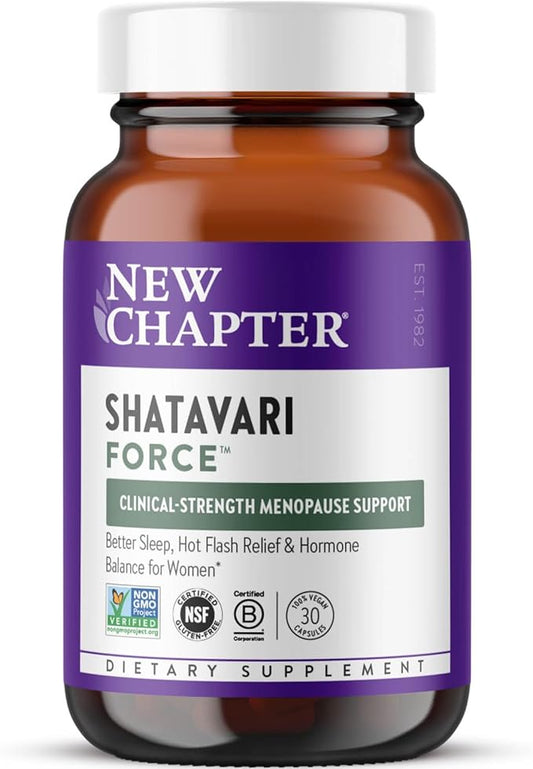 New Chapter Shatavari Supplement for Peri-Menopause & Post-Menopause Support – 4X Concentrated Herb Shatavari Relieves Hot Flashes & Night Sweats, Balances Women’s Hormones - Herbal Sleep Aid*, 30 ct
