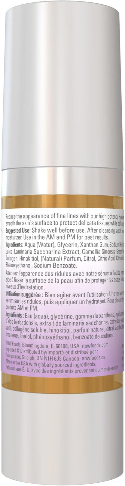 NOW Foods Solutions, Hyaluronic Acid Firming Serum, Naturally Reduces Appearance of Fine Lines, 1-Ounce