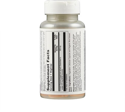 SOLARAY Turmeric Supplement 600mg - Turmeric Root with 95% Curcumin - Joint Support Supplement - Joint Health, Gallbladder and Liver Support, Non-GMO, Vegan, Gluten Free, 60-Day Guarantee, 30 Servings