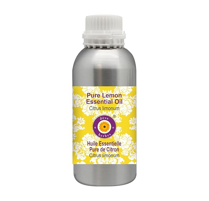 Deve Herbes Pure Lemon Essential Oil (Citrus limonum) Steam Distilled 300ml (10 oz)