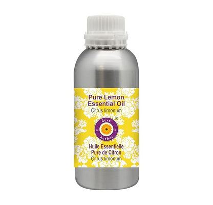 Deve Herbes Pure Lemon Essential Oil (Citrus limonum) Steam Distilled 300ml (10 oz)