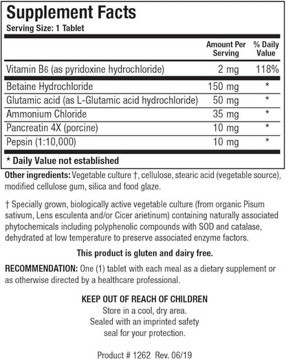 BIOTICS RESEARCH Hydro-Zyme Digestive Support, Contains Betaine Hydrochloride, Supports Healthy Gastric pH 90 Tablets