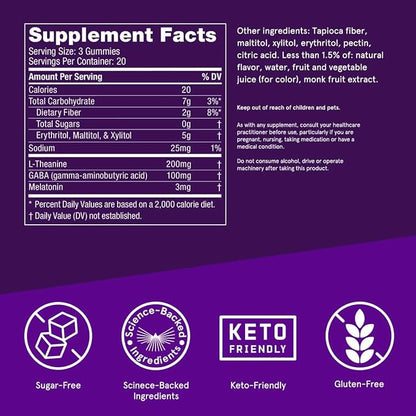 Bulletproof Sugar-Free BlackBerry Flavor Sleep Gummies, 60 Count, Keto Supplement for Sleep Support (Pack of 2)